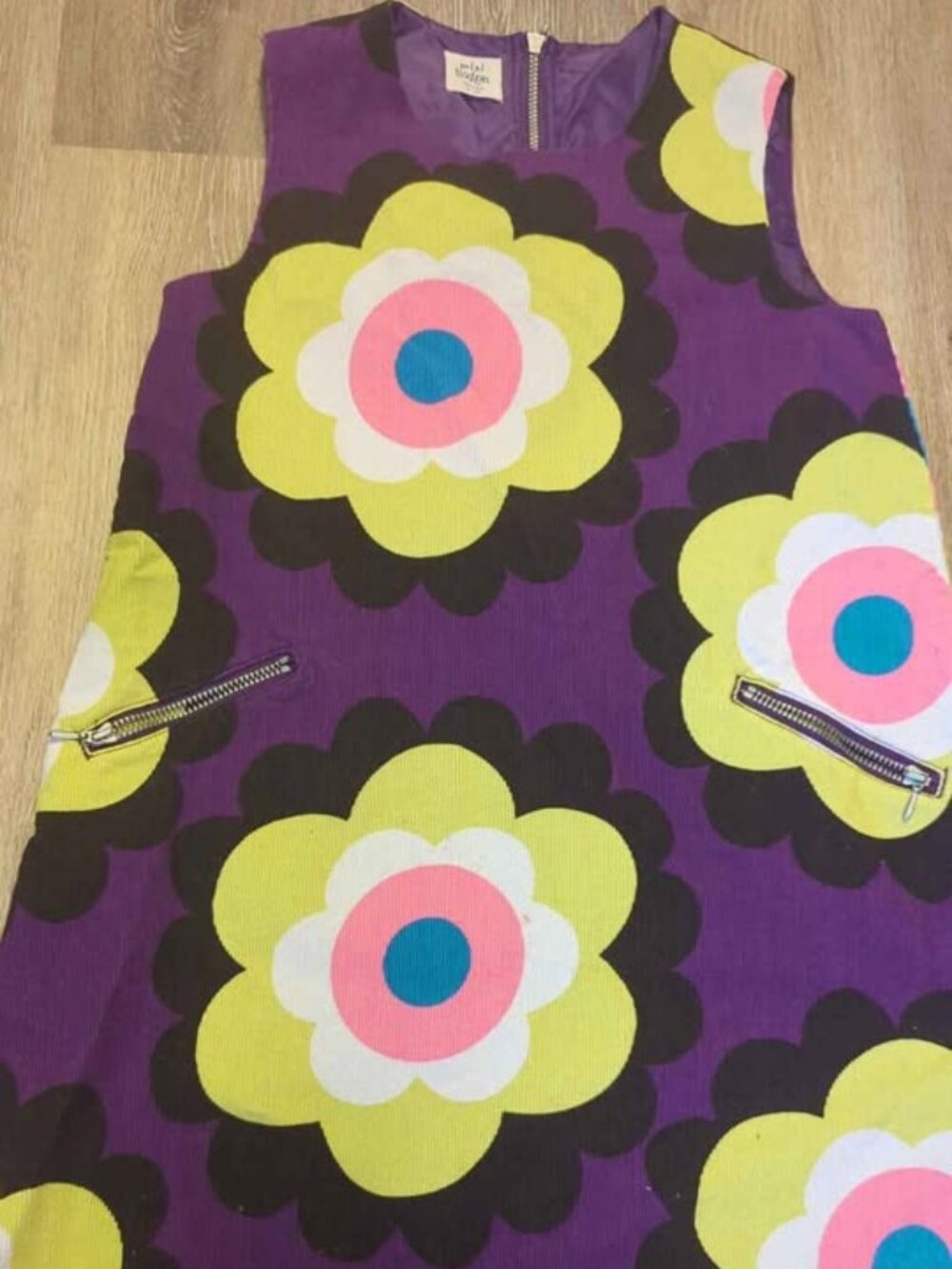 Mini Boden Purple Floral Corduroy Dress 9-10Y